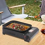 PUDLOR 2100W Camping Gasgrill, Camping Gaskocher mit Grillpfanne Tragbarer Campingkocher Outdoor...