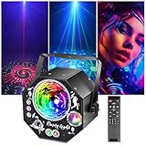 4 in 1 Discolicht Partylicht mit Fernbedienung, 75 Muster Effekte, RGB, UV, Strobe LED Sound...