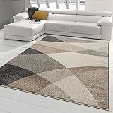 Teppich-Traum moderner Schlafzimmer Teppich mit abstraktem Muster | angenehm warme Farben | grau...