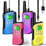 AWANFI Walkie Talkie für Kinder 4er Set, Walkie Talkie Aufladbar mit Li-ion Akku, Walky Talky mit...
