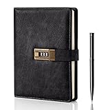 WEMATE Tagebuch mit Schloss, A5 PU Leder Journal mit Schloss 240 Seiten, Vintage Lock Journal mit...