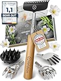 HELDSON® Rückenkratzer Holz EXTRA STABIL [6 Kratzvarianten] - Kratzhand Rückenkratzer Teleskop...