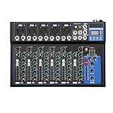 MINRS Bluetooth Audio Mixer 7 Kanal, DJ Mischpult Live Studio mit USB Sound Mixing Console 6...