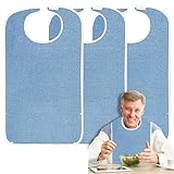 Lätzchen für Erwachsene,Blau 3pcs Wasserdicht Latz für Erwachsene,mit Druckknöpfen und...