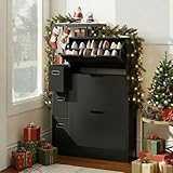 YOURLITE Schuhschrank schmal mit 3 Klappen,Schuhkipper Hoch mit Verstellbarer Trennwand,Schuhregal...