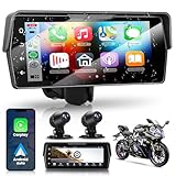 VECHTEL Motorrad Carplay Display mit Dashcam Vorne Hinten für Motorräder mit 2*Kameras,...