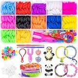 Uolifrem Loom Bänder Set Klein,12 Farben Loops Gummis Bänder Starter Set für Kinder, DIY...