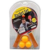 Ping Pong Schläger Set mit 3 orangefarbenen Bällen - 2 Tischtennisschläger aus Holz mit...