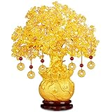 Fayemint Gold Citrin Edelstein Baum, Gold Glücksbaum Pfennigbaum, Bonsai für Glück Geld, Geeignet...