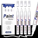 AOSUCO Weiß 4 Permanent Marker Lackstift Wasserfest Lackmarker Reifen Stift 2-2,8mm zum Beschriften...