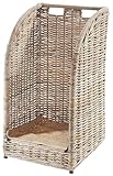 Kobolo Kaminholzwagen aus Rattan, Kubu Grey mit Leinenstoff, 44x34x 78 cm, robuste & stilvolle...