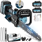 12-Zoll-Akku-Kettensäge, 2x4000mAh Kabellose Elektrokettensäge, Kabellose Astsäge für...