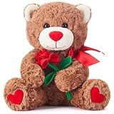 IKASA Teddybär Kuscheltier Liebes Plüschtier mit Schleife für Valentinstag, süßer 27cm Plüsch...