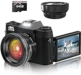 Digitalkamera 16X Digitalzoom 48MP Fotokamera mit Weitwinkel+Macro Linse 64G TF Karte 3.0'...