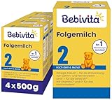Bebivita 2 Folgemilch (4 x 500g), nach dem 6. Monat, mit Vitamin C und D, Omega-3 (DHA),...