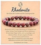 POWWA Rhodonit Armbander fur Frauen, Naturstein Chakra Heilungsperlenarmband, Stressabbau und Reiki...