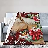 Weihnachts-Flanell-Fleecedecke, 203,2 x 152,4 cm, Pferd, Komfort und Freude, Bettdecke, leichte,...