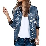 Generisch Blouson Jacke Damen - Bomberjacke Damen Sommer Übergangsjacke Frühling Collegejacke...