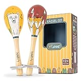 HEJ LØNNE Holz Rassel 2er Set - Maracas Kinder - Holz Musikinstrument zur Förderung von Motorik,...