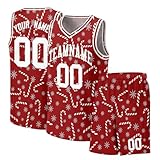 WEOPLKIN Individuelle Weihnachts Basketball Trikot Set, Personalisiertes Basketball Uniform mit...