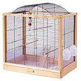 Vogelheim Vogelkäfig Romana aus Holz schwarz-Natur mit Schublade und Spielzeug