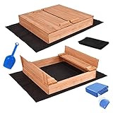 Sandkasten mit Deckel Sandbox Imprägniert 120x120 150x150 Sandkiste mit Sitzbänken Holz Spielzeug...