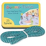 GLÜCKSWOLKE Gummitwist + Buch mit 25 Spiele - Indoor & Outdoor Spielzeug für Kinder ab 6, 7, 8, 9,...