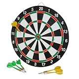 Idena - Dartscheibe zum Aufhängen, Dartboard mit 2 Seiten, Durchmesser 29 cm, inkl. 6 Dartpfeilen...
