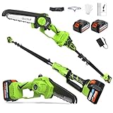 2-in-1 Akku Teleskop Hochentaster 8 Zoll & Mini Kettensäge mit 2×4.0Ah 21V Akku, Bürstenloser...