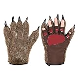 Halloween Handschuhe EIN Paar Wolf Pfote Cosplay Kostüm Dekoration Tiertatzen Warm Plüsch Fantasie...
