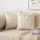 MIULEE Weihnachten 2er Set Kissenbezug Zierkissen Wolle Kissenbezüge Samt Fellkissen kissenhülle...