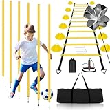 BJNCDIO Slalomstangen Fussball Trainingszubehör mit 6 Slalom Poles, Koordinationsleiter 6m, 12...