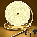 CCILAND LED Neon Strip 10M LED Neon Streifen 24V Neon Lichter Dimmbar,2700K Warmweiß,DIY Silikon...