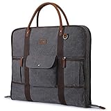 S-ZONE Herren Kleidersack Anzugtasche Canvas Echtleder Trim Kleidertasche für Reisen Kurzurlaub...