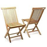 Divero 2er-Set Klappstuhl Teakstuhl Gartenstuhl Teak Holz Stuhl für Terrasse Balkon Wintergarten...