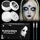 100g Halloween Schminke Schwarz Weiß, Kinderschminke Karnevals Make up Set, Face Paint Für...