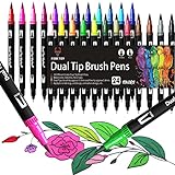 FORETOY Dual Brush Pen Set, 24 Farben Filzstifte Dicke und Dünne Pinselstifte Für Kinder...