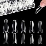 500 Stücke Acryl Künstlich Nagelspitzen Falsche Nagel, Natürliche Nageltips mit Klar Box,...