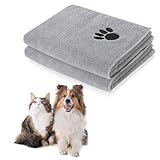 OIODKDEF 2 Stück Hundehandtuch, Extra Saugfähig Hundehandtuch, 100 x 50 cm Haustier Mikrofaser...