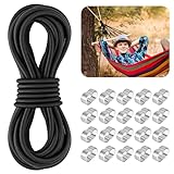 HGRGHH Gummiseil Expanderseil 8mm 10m Schwarz, Elasten Gummikordel mit 20 M9 Aluminium...