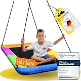 WOLKENGLÜCK® 3-in-1 Nestschaukel eckig [150x80 cm] - Höhenverstellbare Schaukel Outdoor & Indoor...