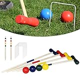 XMTECH Krocketspiel,Krocket Spiel, Spieler, & Erwachsene, Holz Croquet für 4 Spieler mit Heringen,...