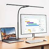 Schreibtischlampe LED Dimmbar, 1200 Lumen Doppelkopf Klemmbar für Homeoffice, Augenschutz...