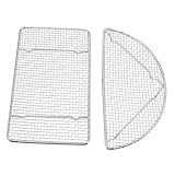 SOLUSTRE 2 Stück Teiliges Grillgitter Bbq Netz Rostfrei Langlebig Design für Outdoor Barbecue...