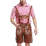 Lederhose für Herren Elegante Trachtenhose Kurze Trachten Lederhose mit Träger für Männer...