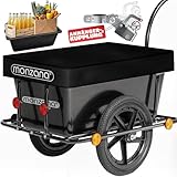 MONZANA® Fahrradanhänger mit 90L Kunststoffwanne inklusive Abdeckplane Kupplung Lastenanhänger...