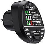 revolt Tester: Steckdosentester mit Status-LEDs, bis 230 Volt (Schutzkontaktsteckdosen-Tester, für...
