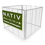 NATIV Garten Metallkomposter 100x100x80 cm galvanisiert, mit Bodengitter, Komposter mit 800 Liter...