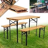 STREND PRO Bierzeltgarnitur MINI 3-teilig | KLAPPBARE Gartenmöbel Set - Holz und Metall -...