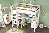xixiworkshop Kinderbett,Hochbett,90×200,USB-C Schreibtisch, Kleiderschrank und Aktenschrank,...